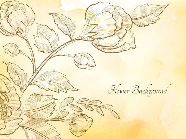 Vettore gratuito acquerello marrone morbido del fiore di schizzo disegnato a mano
