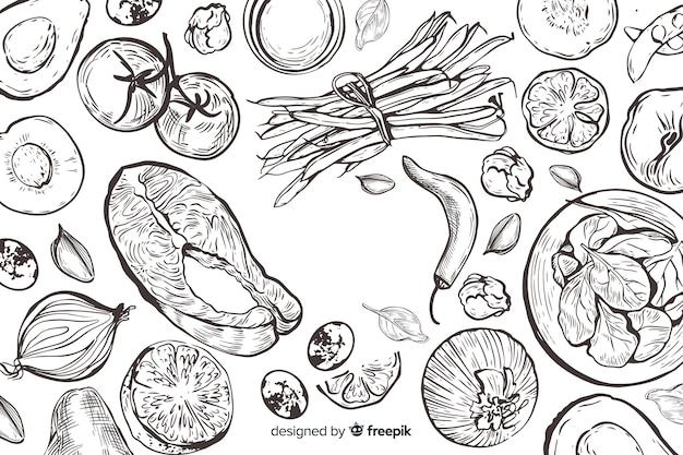 Hand drawn sketch healthy food background