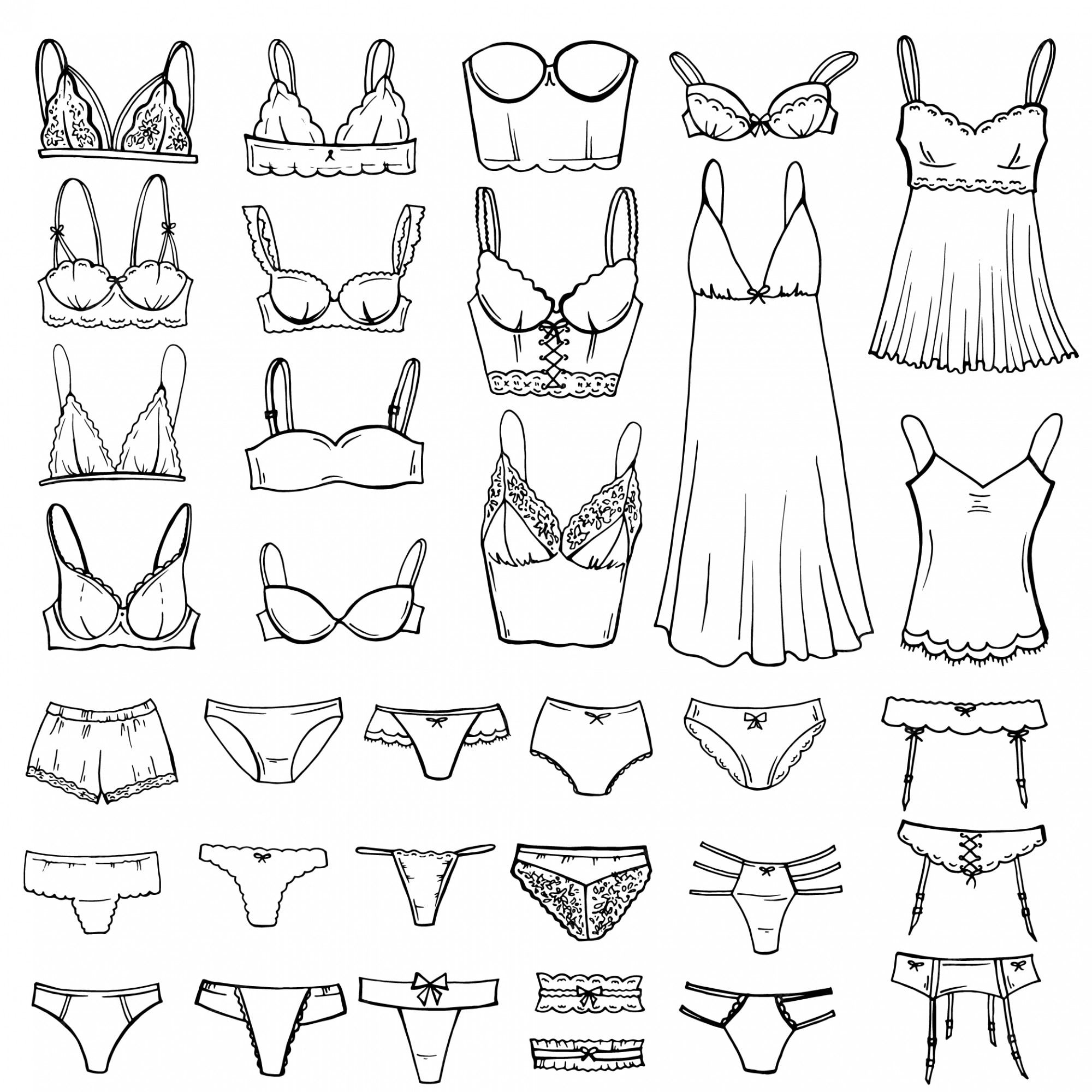 Premium Vector Hand drawn sketch lingerie set.
