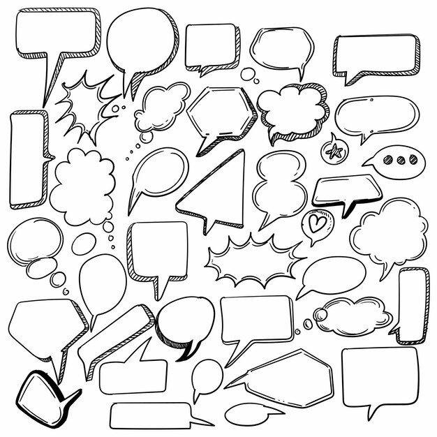 Hand drawn sketch speech bubble set design