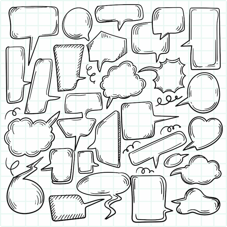 Free Vector hand drawn sketch speech bubble set design