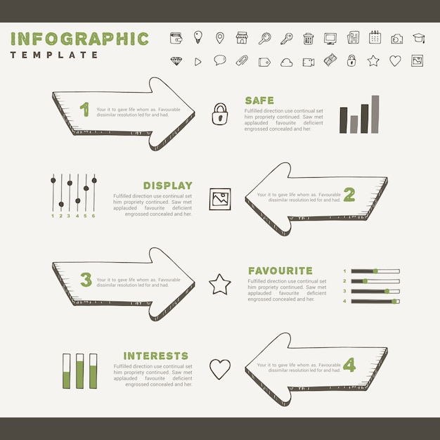 무료 벡터 infographic 요소와 손으로 그린 스케치