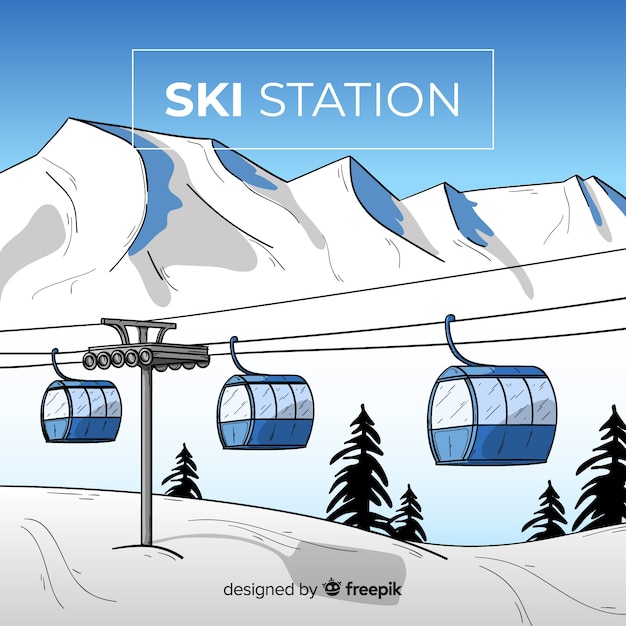 Free Vector | Ski station background