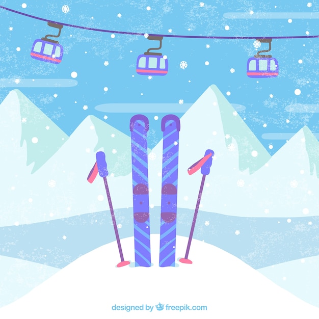 Free vector hand drawn ski station