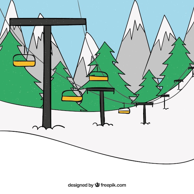 Hand drawn ski station