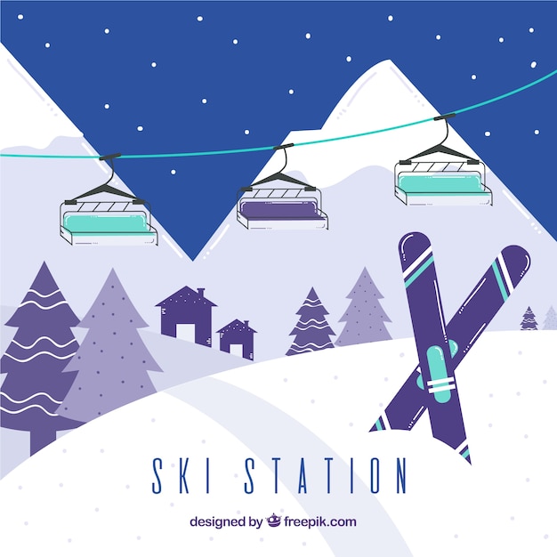 Free vector hand drawn ski station