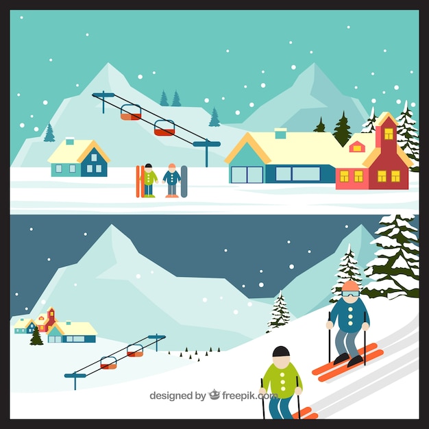 Free vector hand drawn ski station