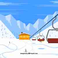 Free vector hand drawn ski station