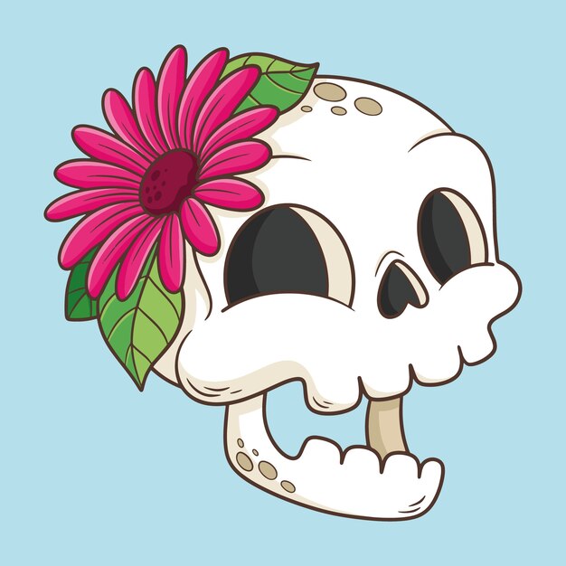 Hand drawn skull cartoon illustration