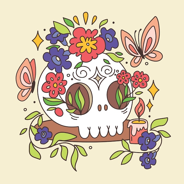 Free vector hand drawn skull cartoon illustration