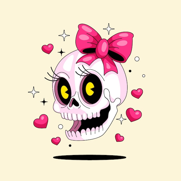 Free Vector hand drawn skull  cartoon illustration