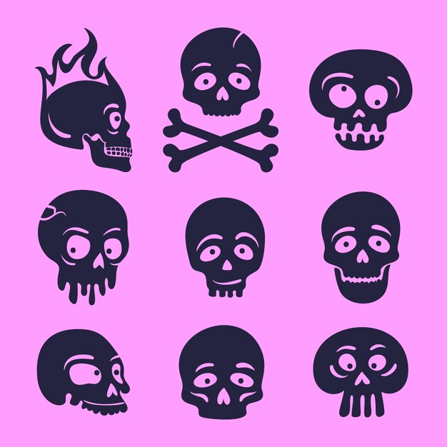 Hand drawn skull silhouette illustration
