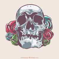 Free vector hand drawn skull with roses