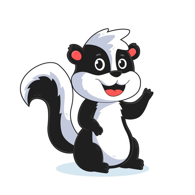 Hand drawn skunk cartoon animal illustration