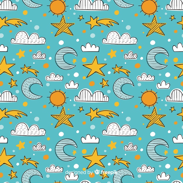 Free vector hand drawn sky doodle pattern