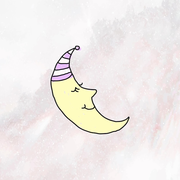 Free Vector hand drawn sleeping crescent moon on a marble background vector
