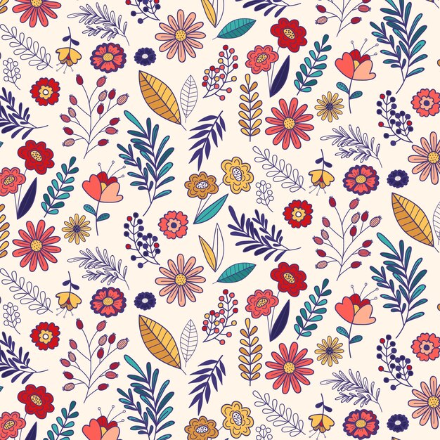 Hand drawn small flowers pattern design