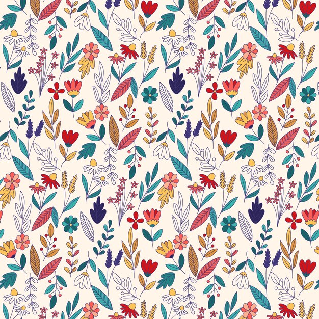 Hand drawn small flowers pattern design