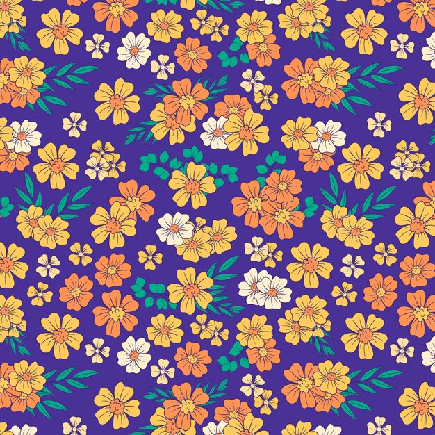 Hand drawn small flowers pattern design