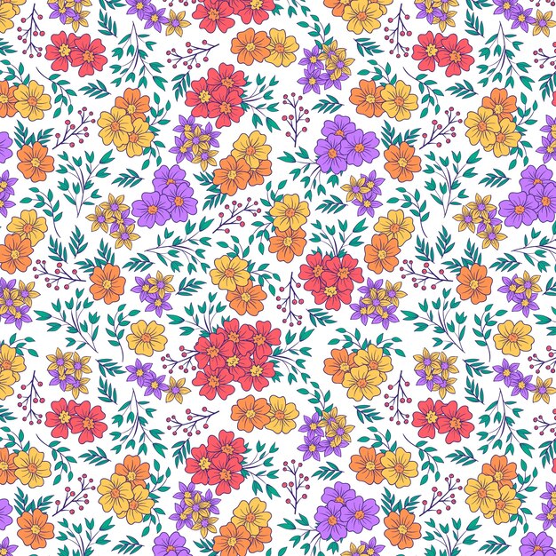 Hand drawn small flowers pattern design