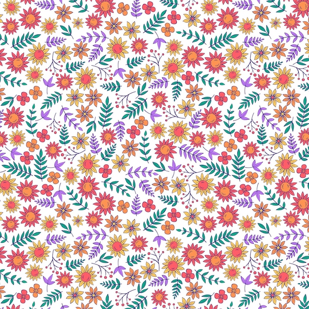 Hand drawn small flowers pattern design