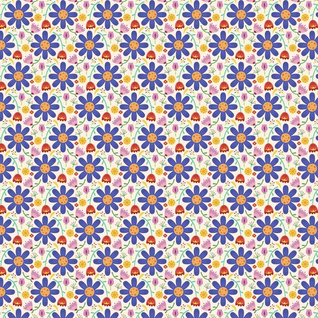 Hand drawn small flowers pattern design