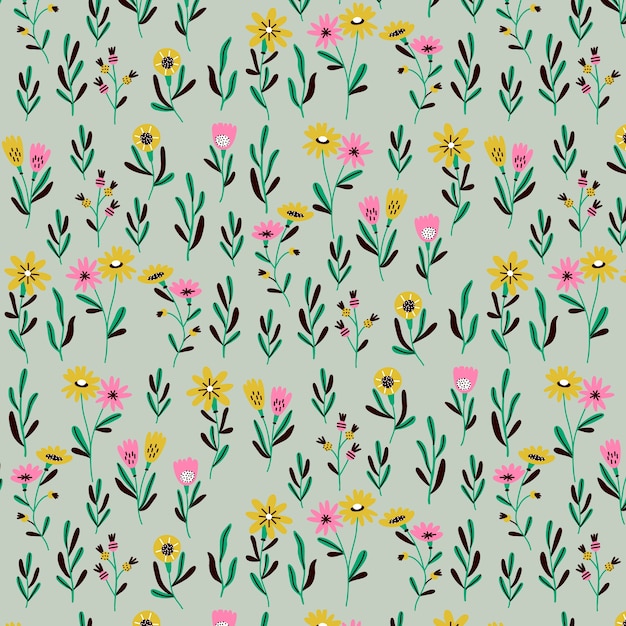 Free vector hand drawn small flowers pattern