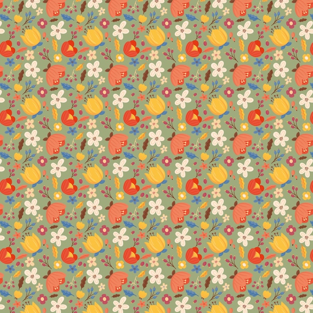 Hand drawn small flowers pattern