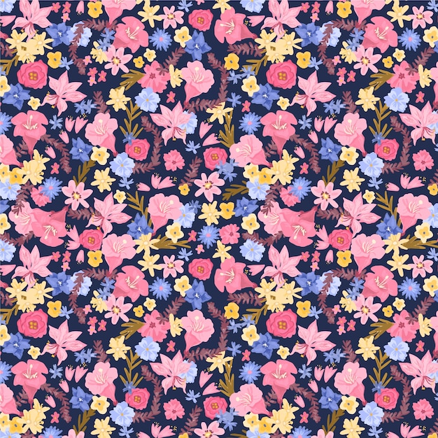 Free vector hand drawn small flowers pattern