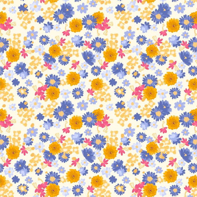 Hand drawn small flowers pattern