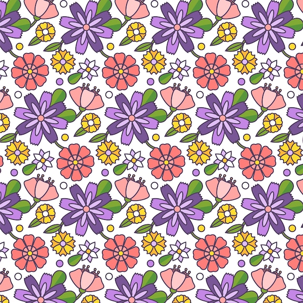 Vettore gratuito modello di fiori piccoli disegnati a mano