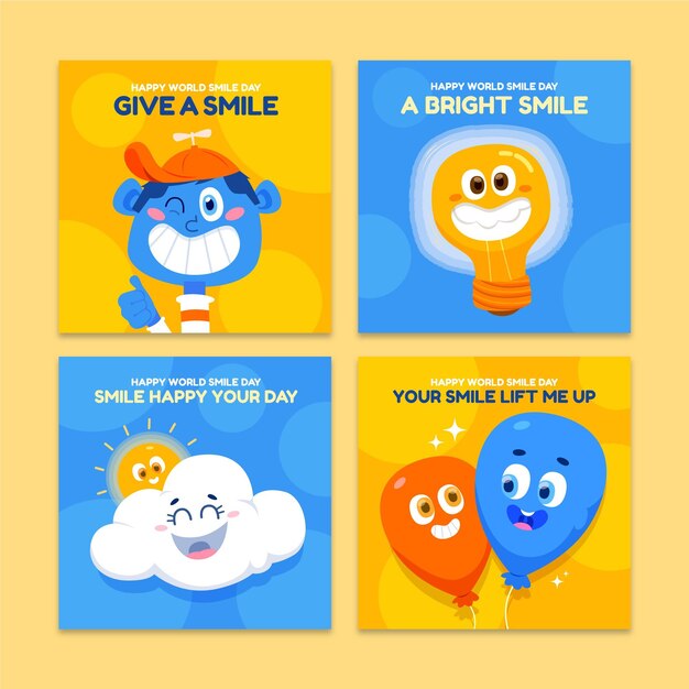 Hand drawn smile day instagram posts
