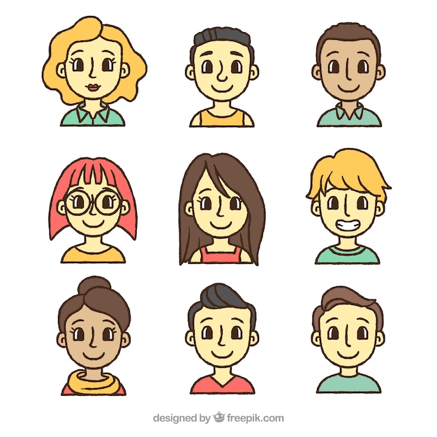 Hand drawn smiley avatars