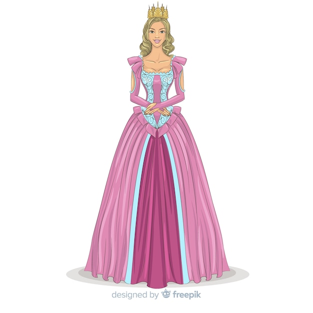 Free vector hand drawn smiling princess portrait