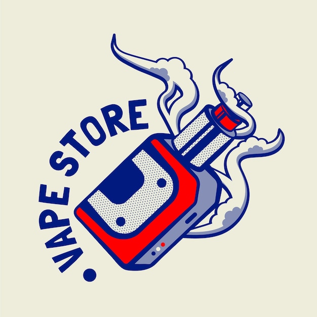 Vettore gratuito disegno del logo del negozio di fumo disegnato a mano