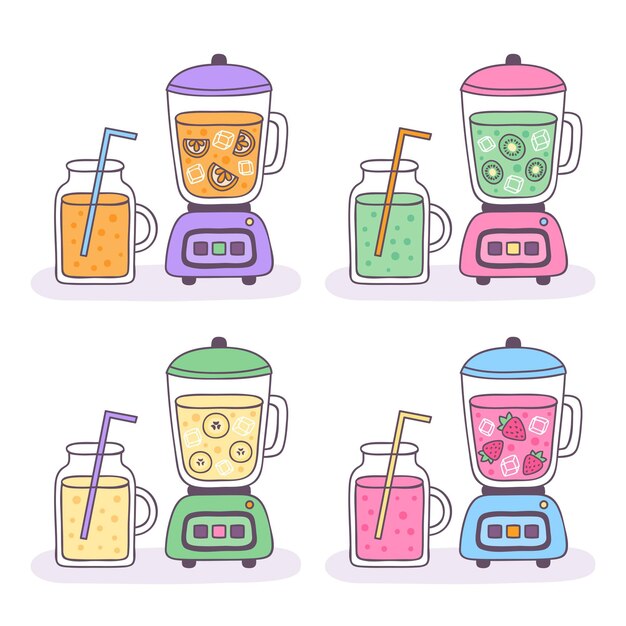 Hand drawn smoothies in blender glass illustration