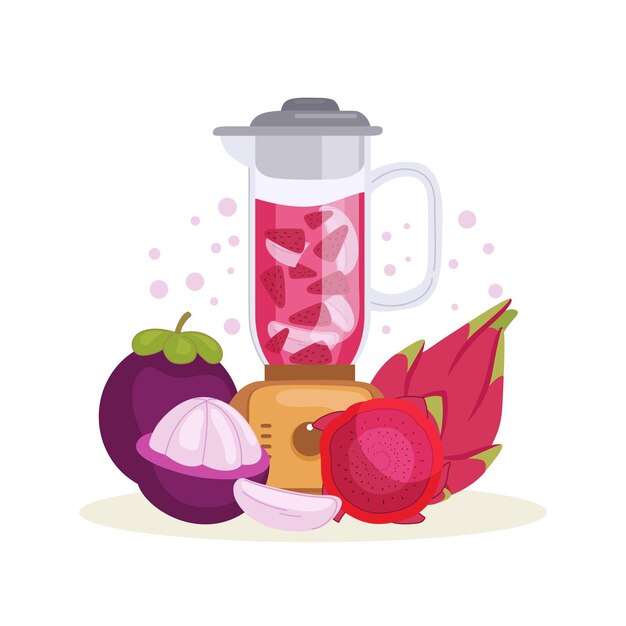 Hand drawn smoothies in blender glass illustration