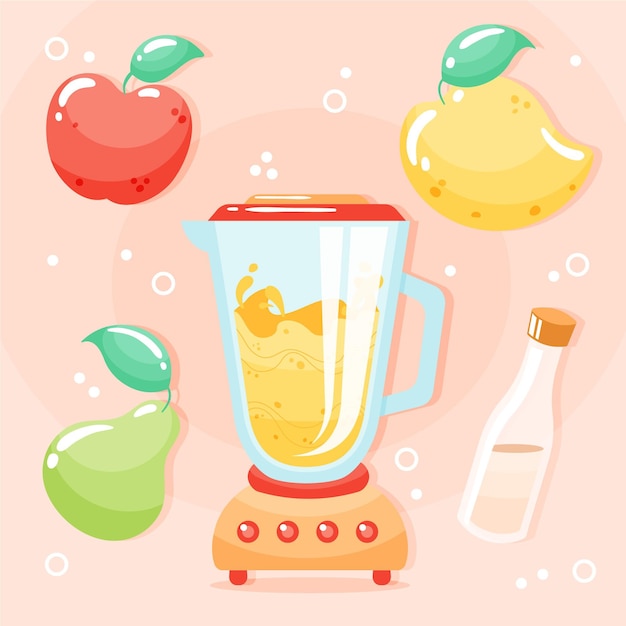 Free vector hand drawn smoothies in blender glass illustration