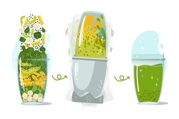 Free vector hand drawn smoothies in blender glass illustration