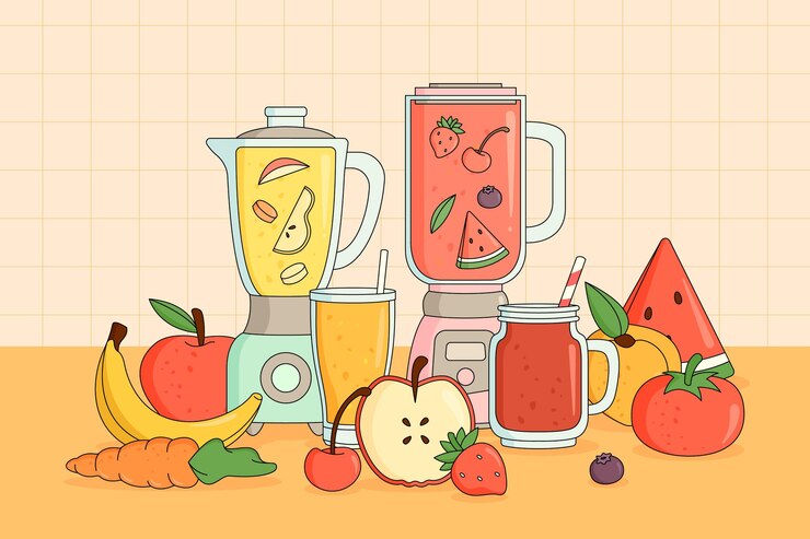 無料Vector ブレンダーガラスイラストで手描きのスムージー