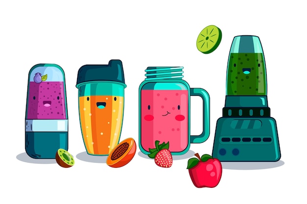 Free vector hand drawn smoothies in blender glass