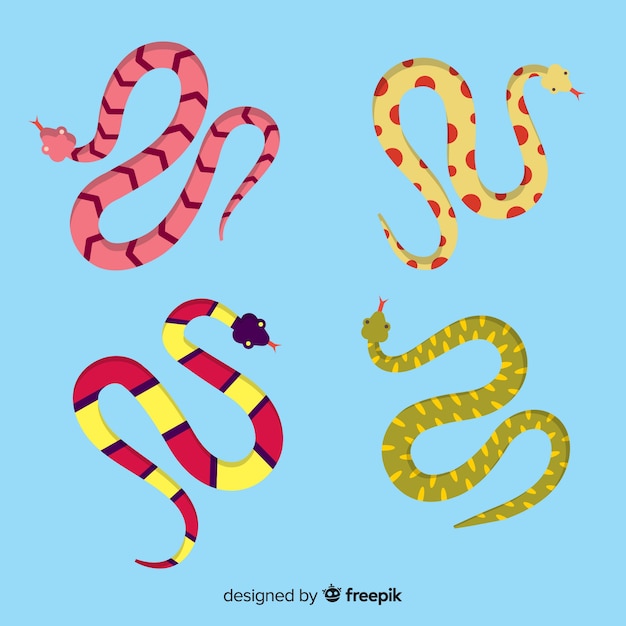 Free vector hand drawn snake collection