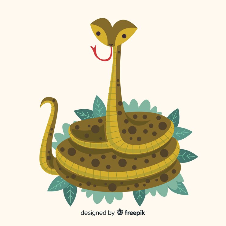 Free Vector hand drawn snake on leaves background