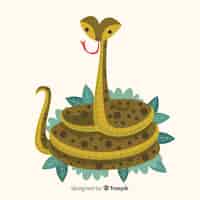 無料ベクター 手描きの蛇の葉の背景