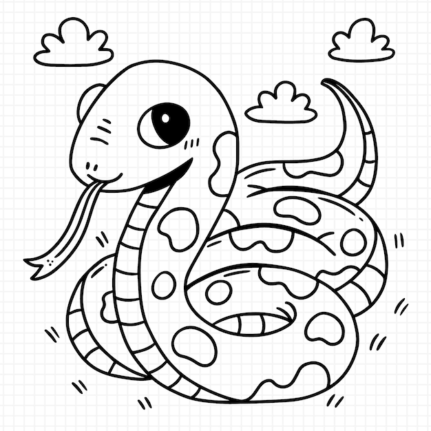 Hand drawn snake outline illustration