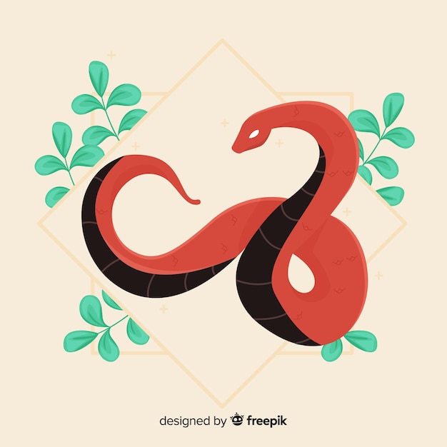 Free vector hand drawn snake with leaves