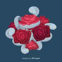Бесплатное векторное изображение Ручной обращается змей с розами фон