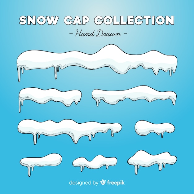 Free vector hand drawn snow cap collection