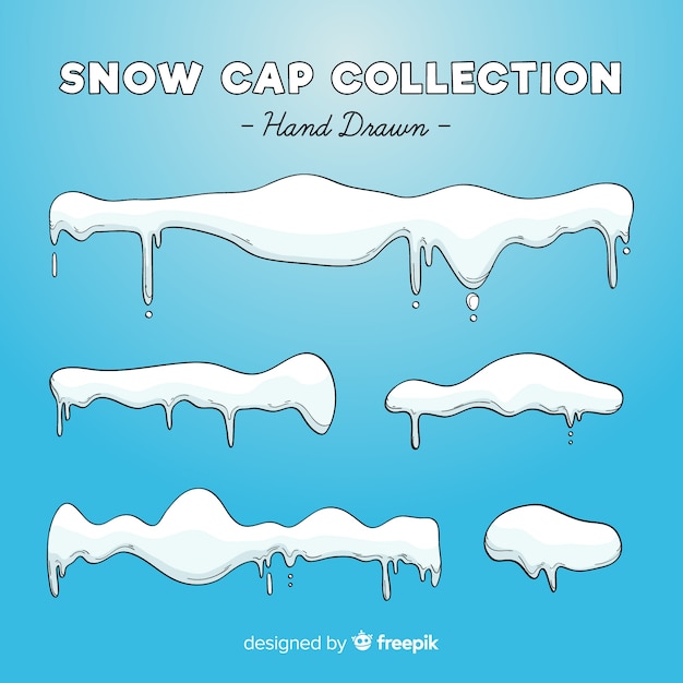 Vettore gratuito collezione di cappucci da neve disegnata a mano