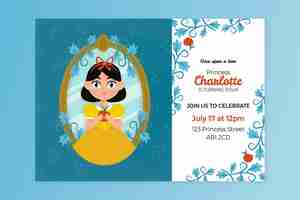 Free vector hand drawn snow white birthday invitation